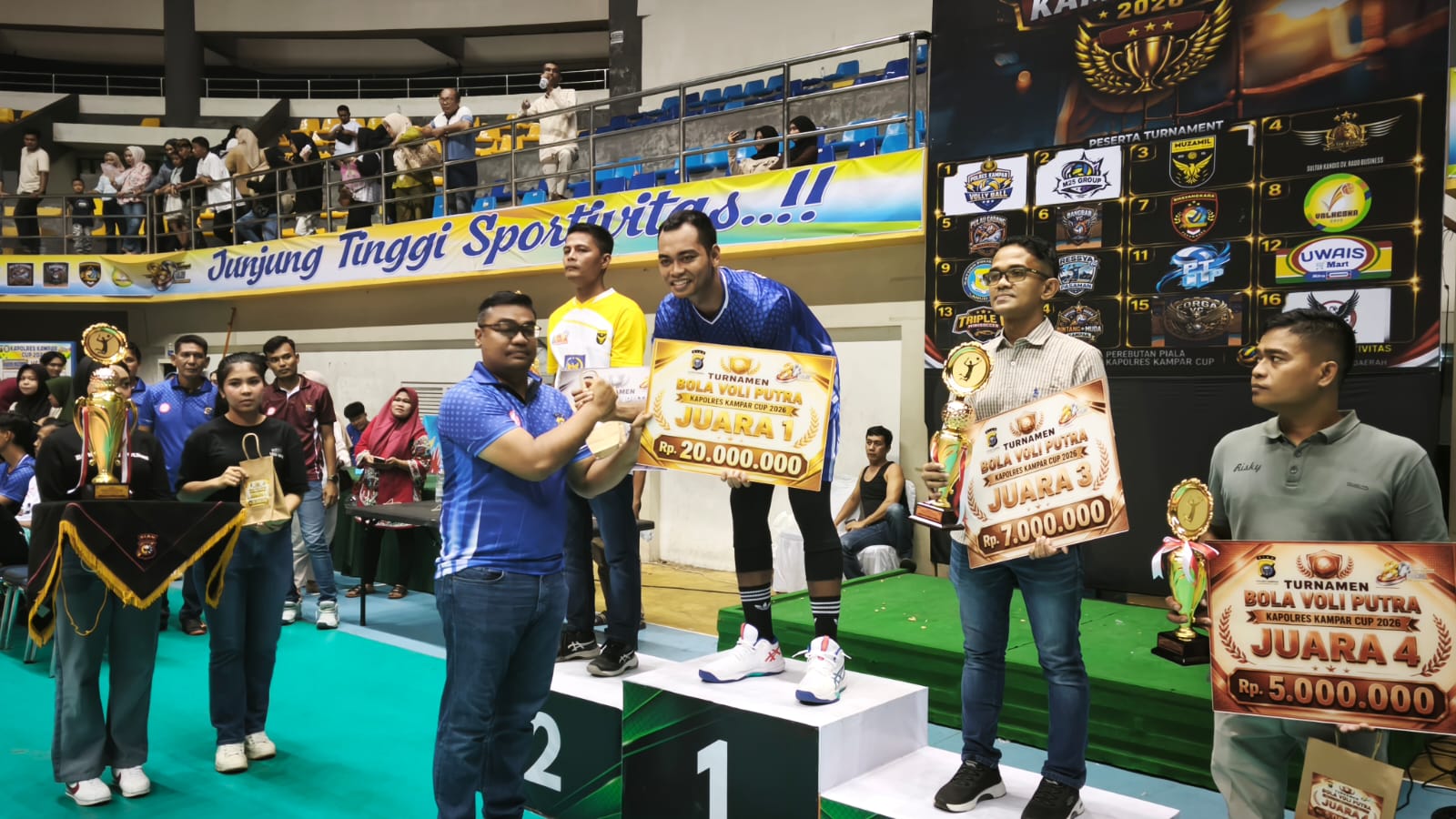 Hari  Bhayangkara Ke-80 – Polres Kampar Juara Turnamen Voli Kapolres Cup, Harapkan Atlet Muda Berprestasi