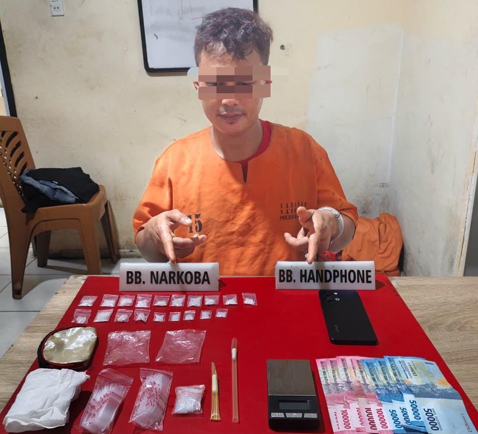 Satresnarkoba Polres Kampar Tangkap Warga Sungai Agung, Sita 19 Paket Sabu-sabu Siap Edar