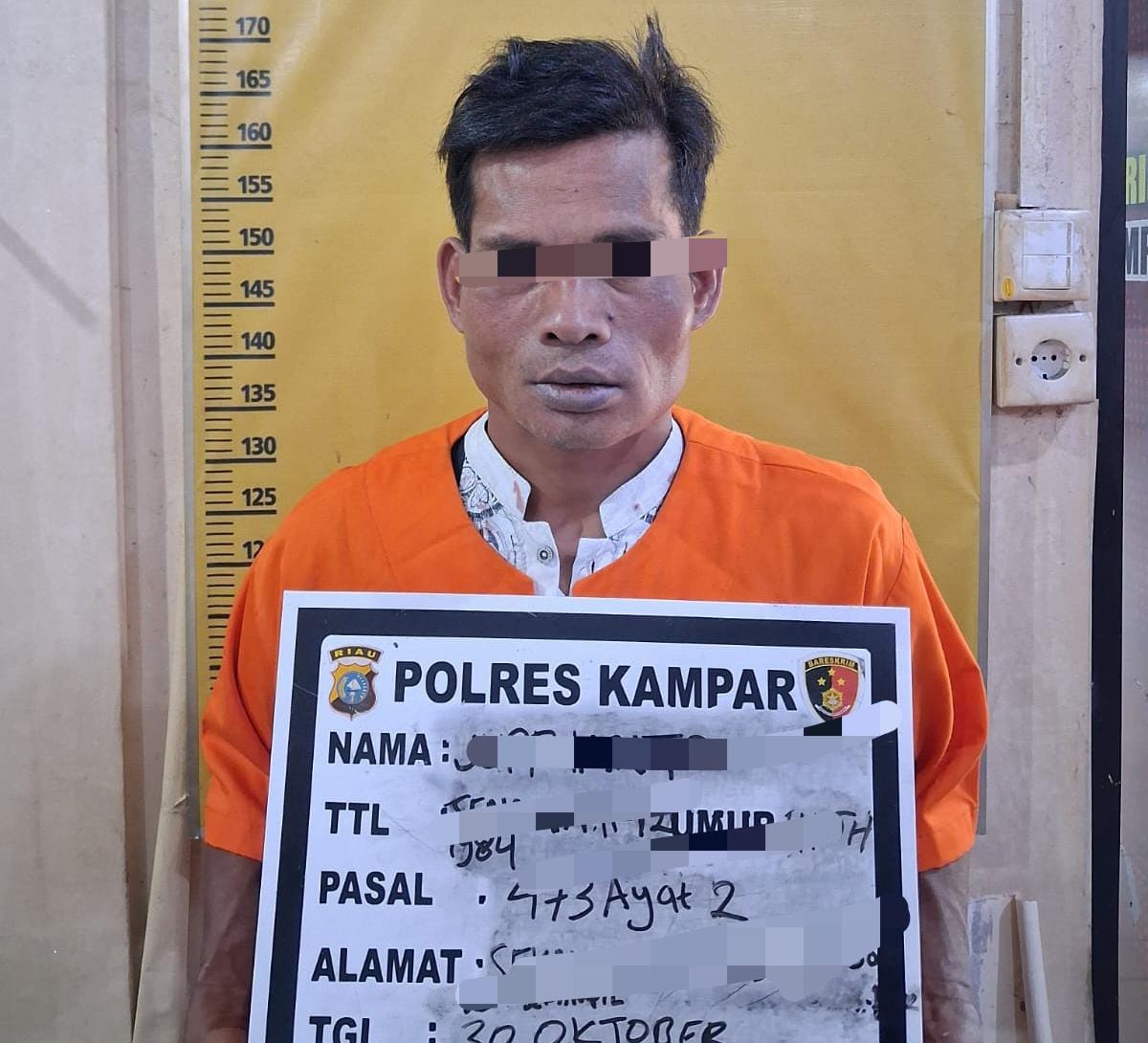 Polres Kampar Tangkap Pria Paru Baya, Nekat Cabuli Anak Tirinya Usia 6 Tahun Hingga Pendarahan 